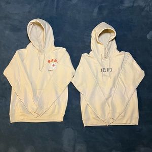 (2) Tokyo hoodies with traditional illustrations on front and back of hoodie!